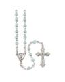  LIGHT BLUE AND CLEAR GLASS BEAD ROSARY 
